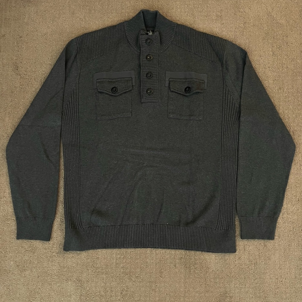 INC International Concepts Mens LS Pullover Grey Sweater Wool/Cotton Size XXL
